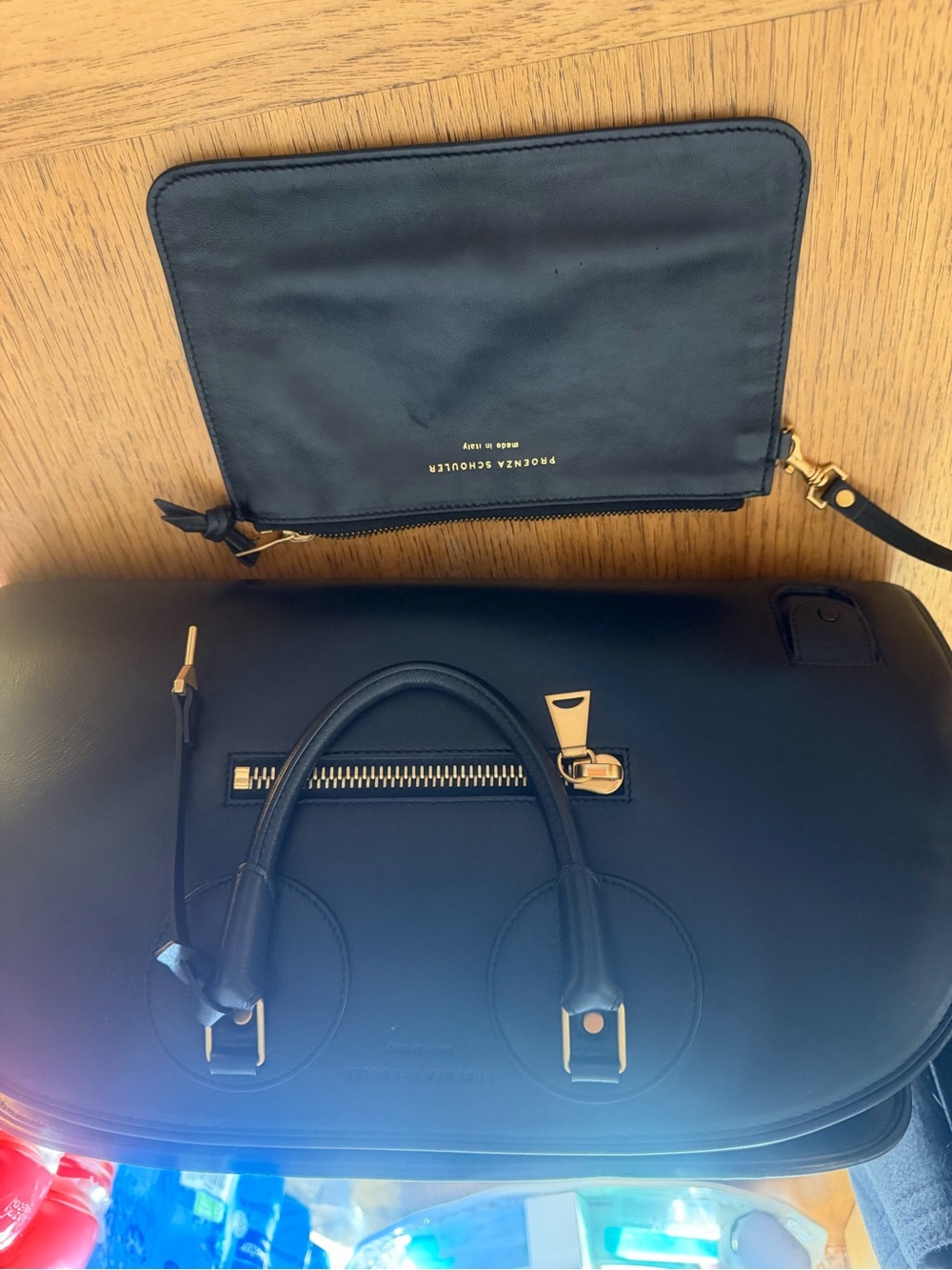 PROENZA SCHOULER Black Leather Satchel Handbag with Gold Hardware - Picture 10 of 16